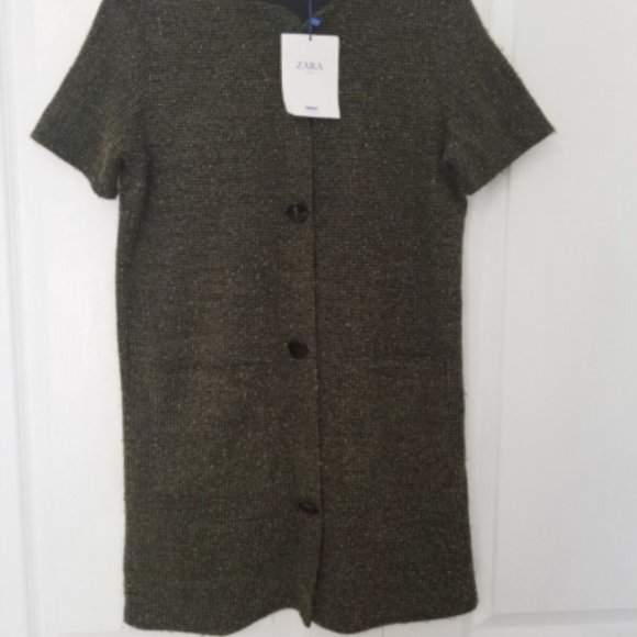 NWT Zara Trafaluc Tweed Button Down Sheath Dress Size Medium - Picture 2 of 6